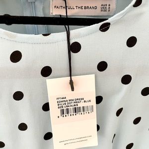 Faithful the Brand Edwina Mini Dress Sylve Dot Blue. Size S.